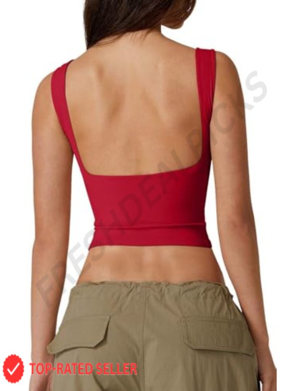QINSEN Women's Open Back Sleeveless Crop Tank High Neck Slim Fit Y2k Top